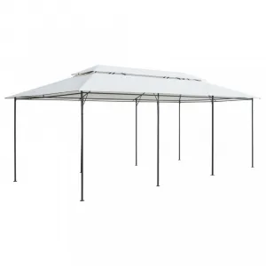 Záhradný altánok so závesmi 3x6 m biela Dekorhome