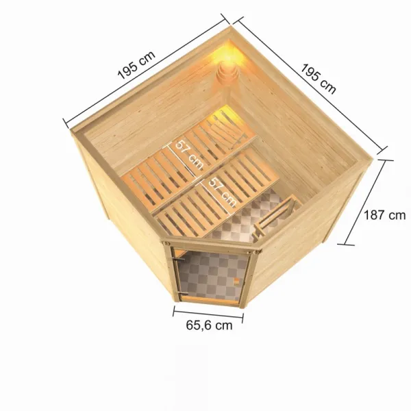 Interiérová fínska sauna 195x195 cm Lanitplast