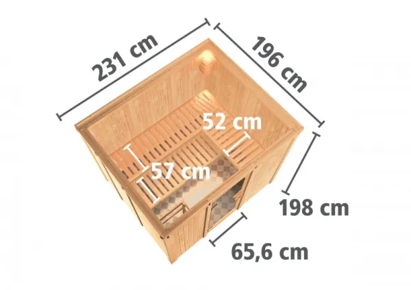 Interiérová fínska sauna 231x196 cm Lanitplast