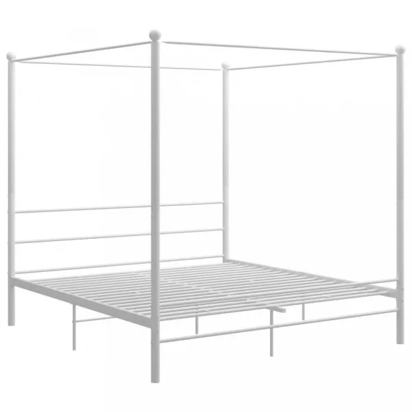 Posteľ s nebesami biely kov Dekorhome 200 x 200 cm