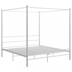Posteľ s nebesami biely kov Dekorhome 200 x 200 cm