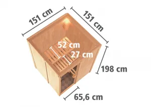 Interiérová fínska sauna 151 x 151 cm Dekorhome
