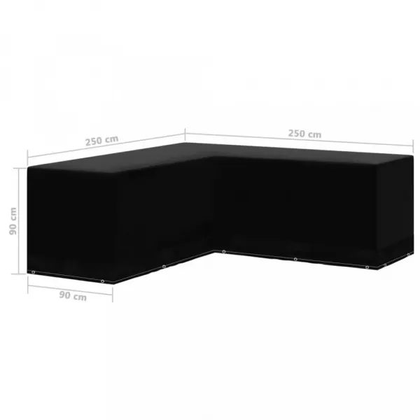 vidaXL Obal na záhradný nábytok v tvare L, 12 očiek 250x250x90 cm