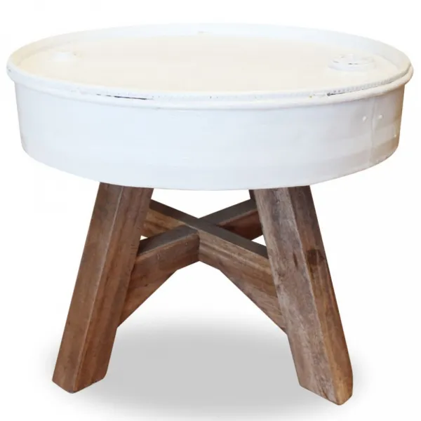 vidaXL Konferenčný stolík 60x45 cm biely masívne recyklované drevo
