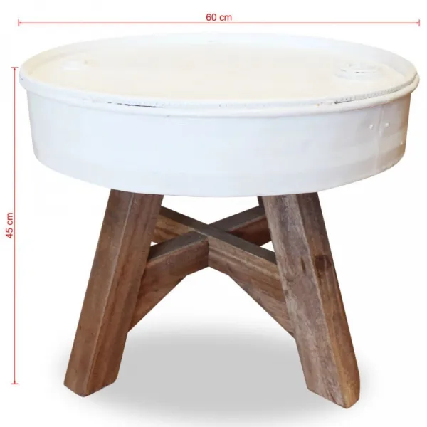 vidaXL Konferenčný stolík 60x45 cm biely masívne recyklované drevo