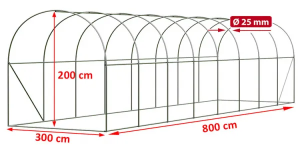 Záhradný fóliovník 3x8m zelená