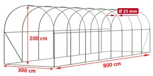Záhradný fóliovník 3x8m zelená