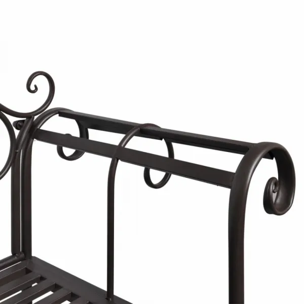 vidaXL Záhradná lavička 132 cm, oceľ, starožitná, hnedá