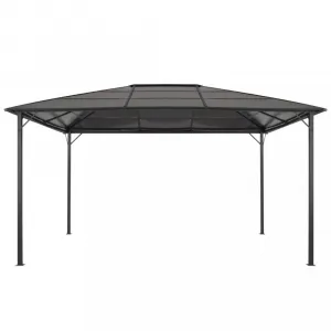 vidaXL Altánok so strechou, hliník 4x3x2,6 m, čierny
