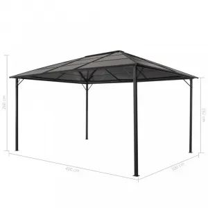 vidaXL Altánok so strechou, hliník 4x3x2,6 m, čierny
