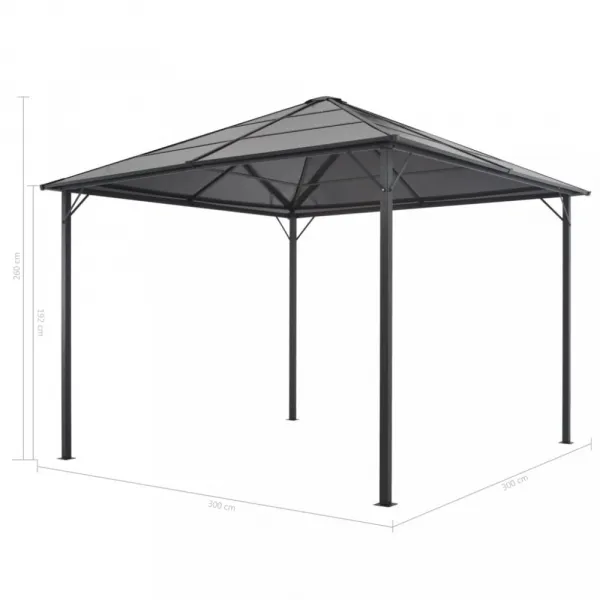 vidaXL Altánok so strechou, hliník 3x3 m, antracitový