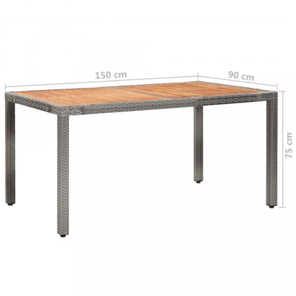 Záhradný jedálenský set 6+1 polyratan sivý Dekorhome