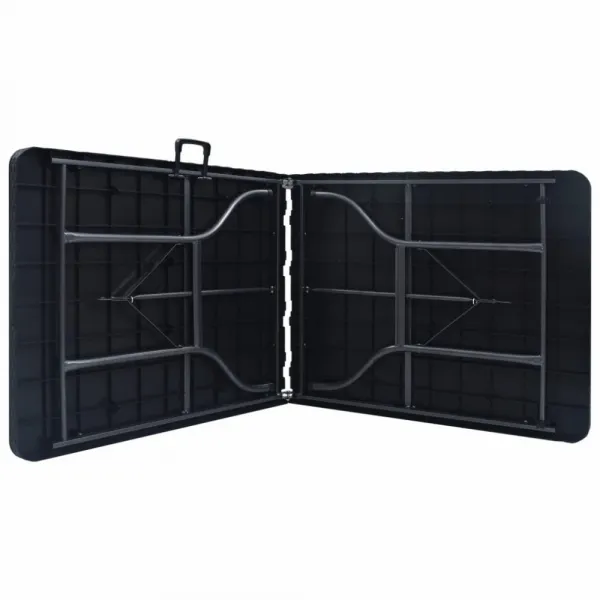 vidaXL Skladací záhradný stôl, čierny 180x75x72cm,HDPE imitácia ratanu