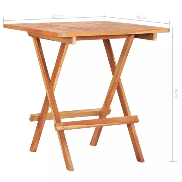 Skladací bistro stolík 60x60x65 cm teakové drevo Dekorhome