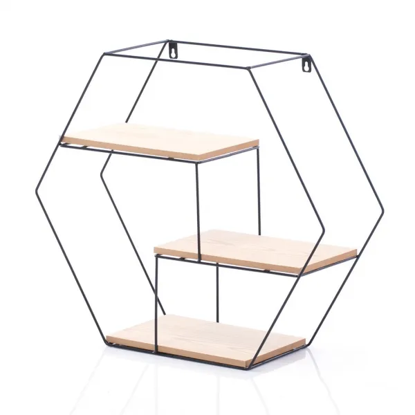 Homede Polica Hexagon Aluviava prírodná, 51 x 17 x 44 cm