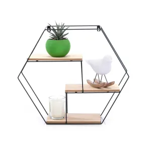 Homede Polica Hexagon Aluviava prírodná, 51 x 17 x 44 cm