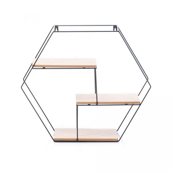 Homede Polica Hexagon Aluviava prírodná, 51 x 17 x 44 cm