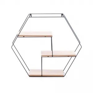 Homede Polica Hexagon Aluviava prírodná, 51 x 17 x 44 cm