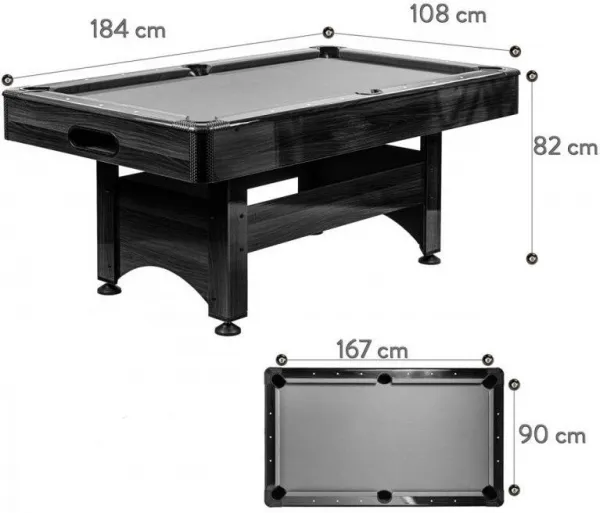 GamesPlanet biliardový stôl 6 ft, hnedo / modrá s vybavením