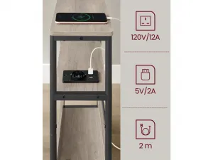 SONGMICS Odkládací stolek s USB Vasagle Jinad šedý