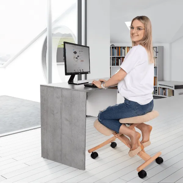 KONDELA Groco ergonomická kľakačka krémová / buk