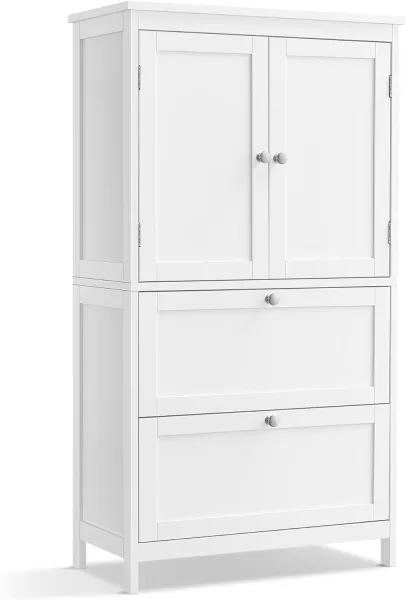 VASAGLE Kúpeľňová skrinka so zásuvkami 60 x 110 x 30 cm biela