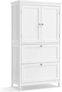 VASAGLE Kúpeľňová skrinka so zásuvkami 60 x 110 x 30 cm biela