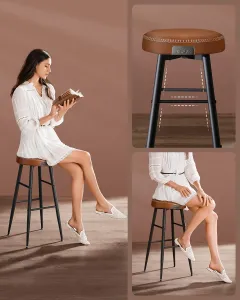 VASAGLE Barová stolička EKHO 76 cm hnedá 2 ks