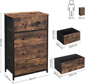 SONGMICS Rustikálna komoda 5 zásuviek