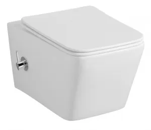 SAPHO - PORTO CLEANWASH závesná WC misa Rimless, integrovaná batéria a bidetová spŕška 36x52cm, biela PZ102RX