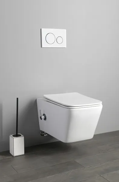 SAPHO - PORTO CLEANWASH závesná WC misa Rimless, integrovaná batéria a bidetová spŕška 36x52cm, biela PZ102RX