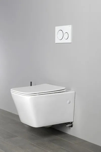 SAPHO - PORTO CLEANWASH závesná WC misa Rimless, integrovaná batéria a bidetová spŕška 36x52cm, biela PZ102RX