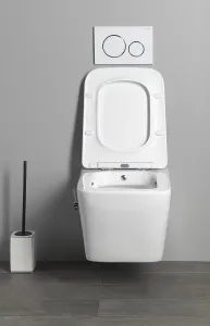 SAPHO - PORTO CLEANWASH závesná WC misa Rimless, integrovaná batéria a bidetová spŕška 36x52cm, biela PZ102RX