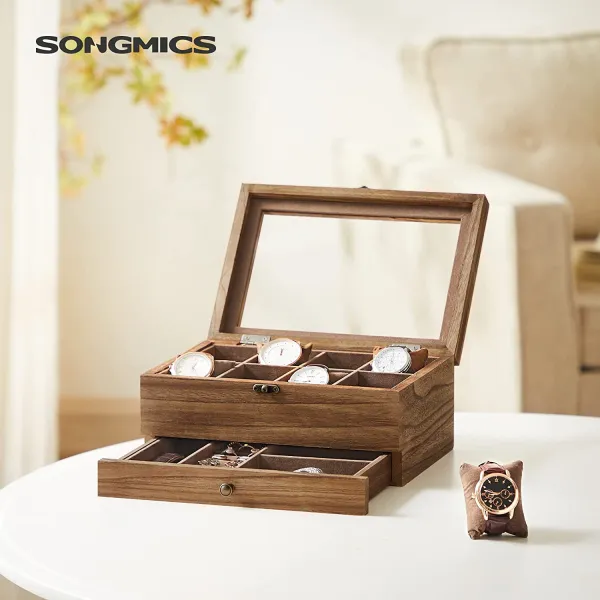 SONGMICS Úložný box na hodinky Vrangle hnedý