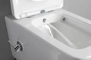 SAPHO - PORTO CLEANWASH závesná WC misa Rimless, integrovaná batéria a bidetová spŕška 36x52cm, biela PZ102RX