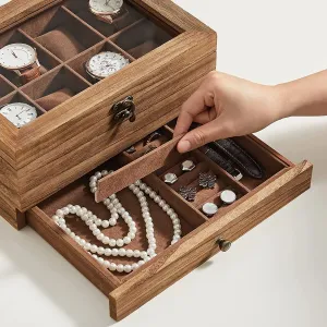 SONGMICS Úložný box na hodinky Vrangle hnedý