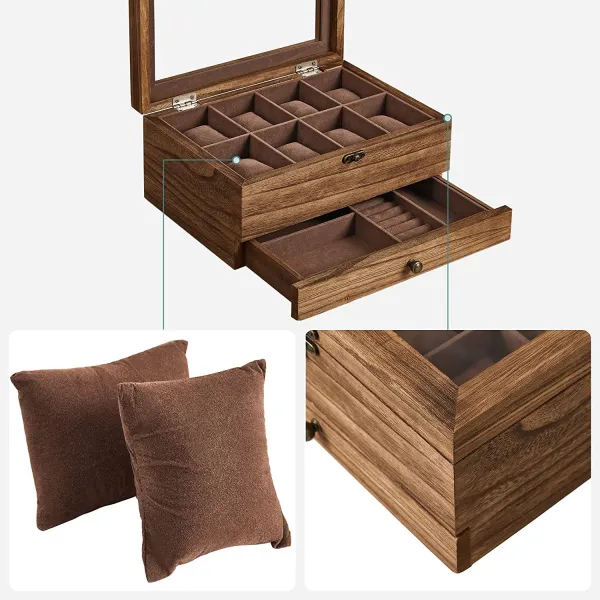 SONGMICS Úložný box na hodinky Vrangle hnedý