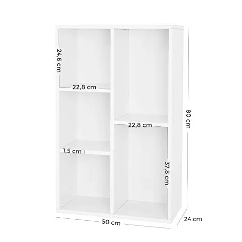 SONGMICS Policový regál biely 50x80 cm