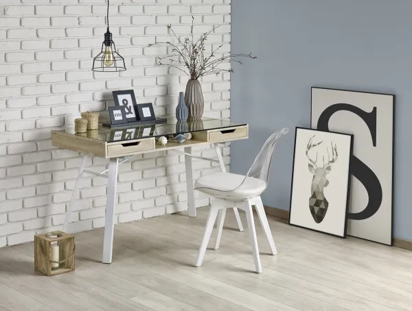 HALMAR B-33 pc stolík so sklom dub sonoma / biela