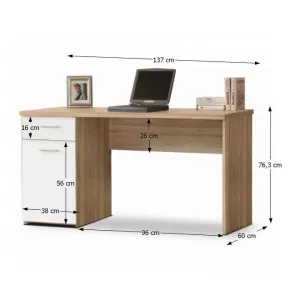KONDELA Egon pc stolík dub sonoma / biela