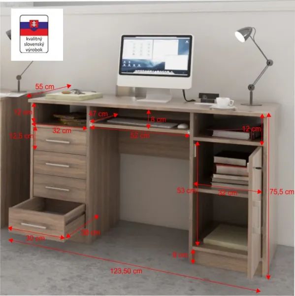 KONDELA B9 New pc stolík dub sonoma