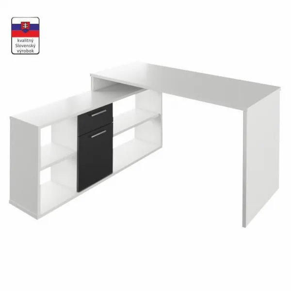 KONDELA Noe New rohový písací stolík biela / čierna