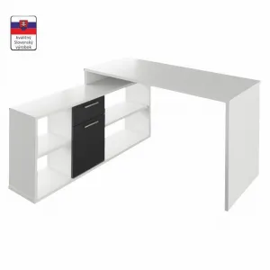 KONDELA Noe New rohový písací stolík biela / čierna