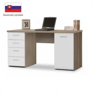 KONDELA Eustach pc stolík dub sonoma / biela