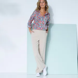 Krepové široké nohavice s pružným pásom