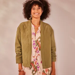 Prešívaná bunda s kimono golierom