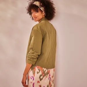 Prešívaná bunda s kimono golierom