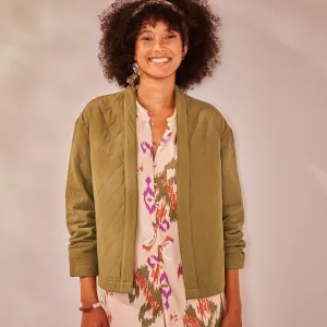 Prešívaná bunda s kimono golierom