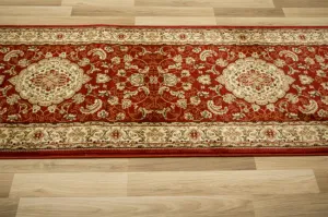 Behúň Super Rose 2095A ornament / kvety, červený / krémový