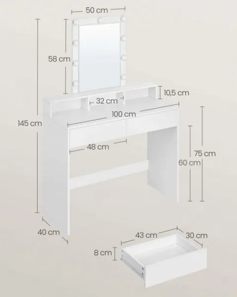 Toaletný stolík s osvetlením RDT164W01